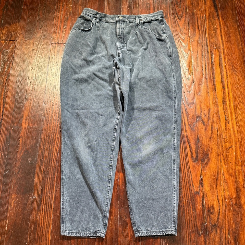 Vintage Lee Jeans Womens 18 Black Pleated Tapered High Rise Made in USA